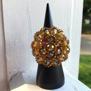 Handmade Mexican Huichol Bead Flower Ring